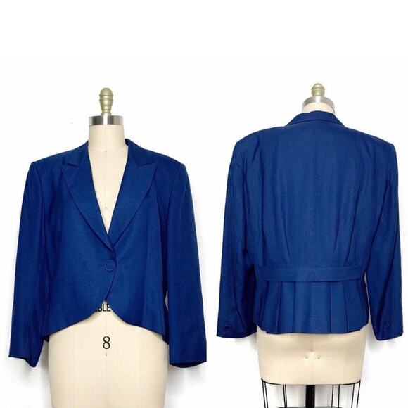 Vintage 70s/80s Christian Dior Pleated Back Wool Suit Blazer Medium/Large Navy - Picture 15 of 15